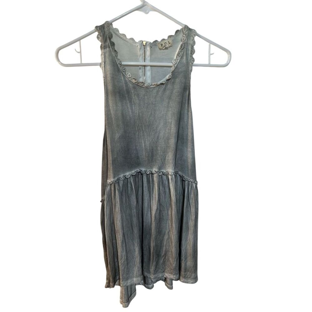 POL Women's Sleeveless Babydoll Dress Blue Crochet Detail Size Standard S